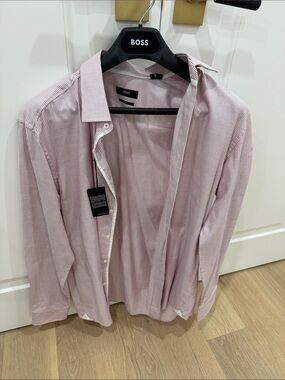BOSS Men's pink /red Dress Shirt